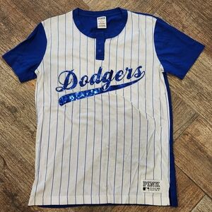 PINK Victoria's Secret Blue and White Dodgers Tee Size XS